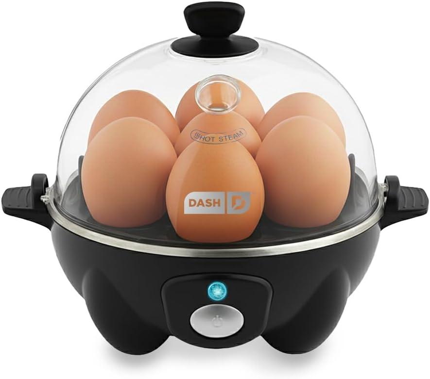 Dash Rapid Egg Cooker - Boiler, Poacher & Steamer - Includes Measuring & Recipe Guide - Dishwasher Safe - Holds 7 Eggs, Black