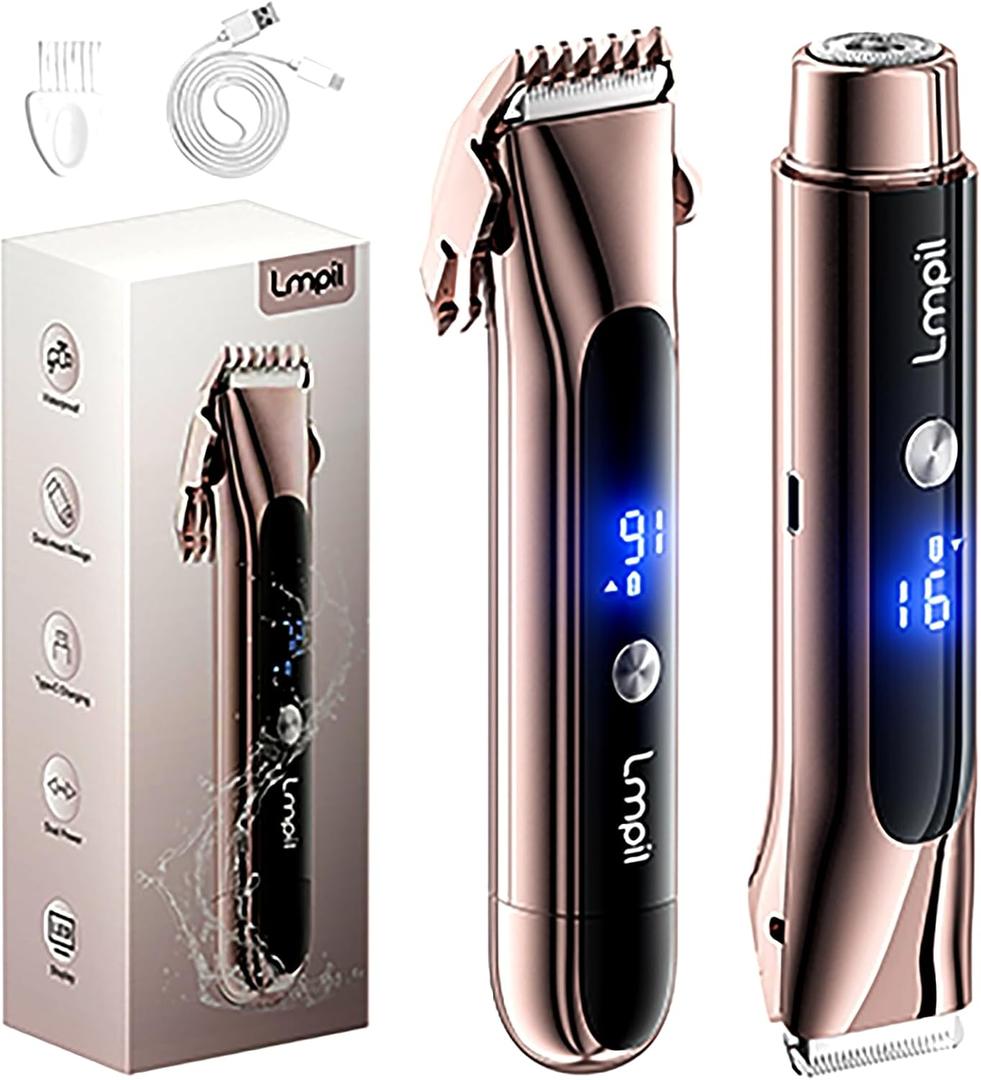 Bikini Trimmer for Women, 2-in-1 Electric Razor with Dual Heads