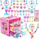 Jewelry Toys-for-Girls,Toddler Girl Toys Age 6-8,Kids Play Jewelry Princess Toy for 3 4 5 6 7 Year Old Girls Dress Up,Unicorn Mermaid Frozen Necklaces Rings Earrings for Christmas Birthday Gifts