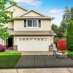 Driveway Net for Kids Safety - LUTICO 28’ Wide 40" Tall Driveway Guard with High Visibility Reflective Tape, Driveway Net to Stop Basketballs from Rolling into Street, Easy to Install（Ebony）