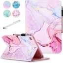 iPad mini 5 Case Mini 4 Mini 3 2 Cover, FANCITY Smart Wake Sleep Flip Stand Case Soft PU Leather Protective Case with Card Slot Pen Holder for Apple iPad mini 1 2 3 4 5 - Pink Marble