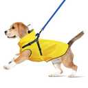 Dog Raincoat: Dog Rain Jacket with Reflective Harness & Removable Hood | Waterproof Dogs Rain Coat Poncho for Large Medium Small Dogs Puppies (Yellow - M)