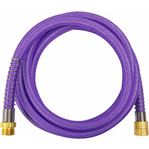 Fevone 3 FT Hose Reel Leader Hose, 5/8" Inner Diameter Garden Lead Hose with 3/4" Solid Brass Male to Female Fittings, Heavy Duty Connector Hose for Hose Reel, Purple