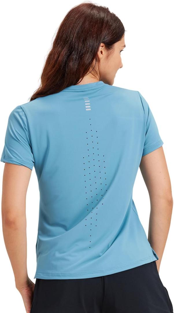 Yoga Women Short Sleeve T-Shirts UPF 30+ Sun Protection Quick Dry Athletic Running Workout Tops Ultra-Soft (XL)