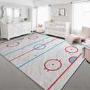 9x12 Area Rugs Washable Rug for Living Room Hockey Rink Hockey Rink Box Carpet for Dining Room Rubber Backed Non-Slip Carpets for Bedroom Office