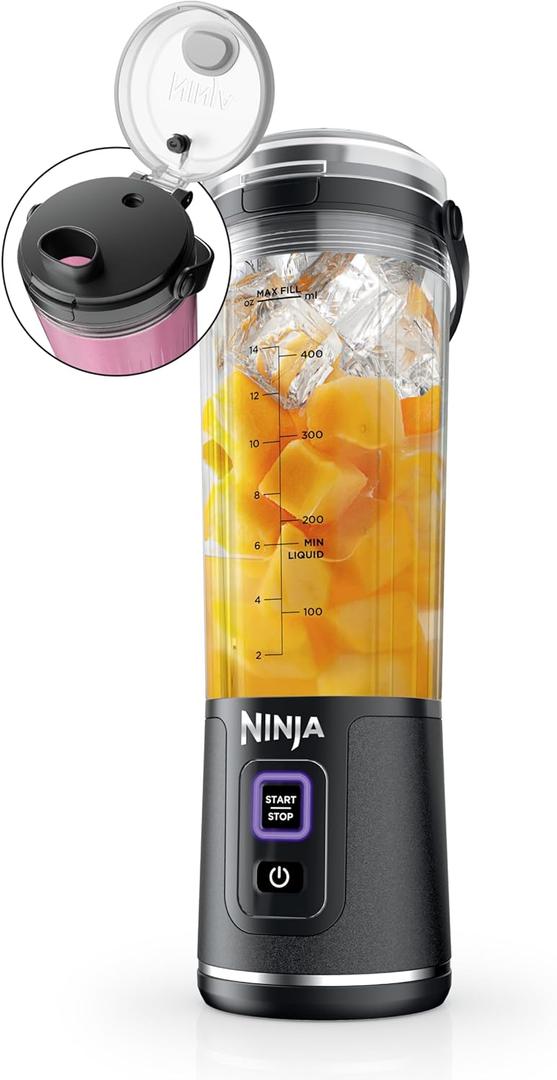 Ninja Blast Portable Blender, Cordless, 18oz. Vessel, Personal Blender For-Shakes and Smoothies, BPA Free, Leakproof-Lid and Sip Spout, USB-C Rechargeable, Dishwasher Safe, Metallic Black 