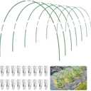 Garden Hoops 6 Set 7ft Grow Tunnel, 30pcs Greenhouse Support Hoops Rust-Free Frame for Garden Netting Raised Beds Row Cover Fabric, DIY Fiberglass for 3 & 4 Ft Wide, 18pcs Clips-5mm
