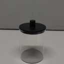 TIPGO Glass Qtip Holder Dispenser for Bathroom - 10 oz Clear Canister Apothecary Jar for Cotton Swabs, Balls, Pads, Floss Picks, Small Containers for Makeup Storage Organizer (4 Pack, Black)