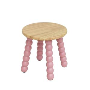 Masupu Solid Wooden Step Stool for Adults Kids, 11 inch Small Foot Stool, Non-Slip One Step Stool, Sturdy Foot Stool for Bathroom, Bedroom, Kichen, Plant Stand(Natural and Pink)