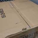 HomePop Faux Leather Square Storage Ottoman with Wood Legs, Distressed Brown