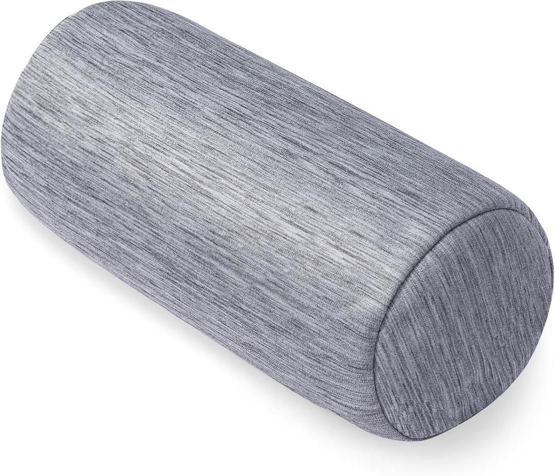 1 MIDDLE ONE Bolster Pillow with Removable Velvet Cover, Round Cylinder Neck Roll Pillow for Head, Back, Leg Support, Decorative Bed and Couch Pillow 16 x 6 Inches (Cooling Grey)
