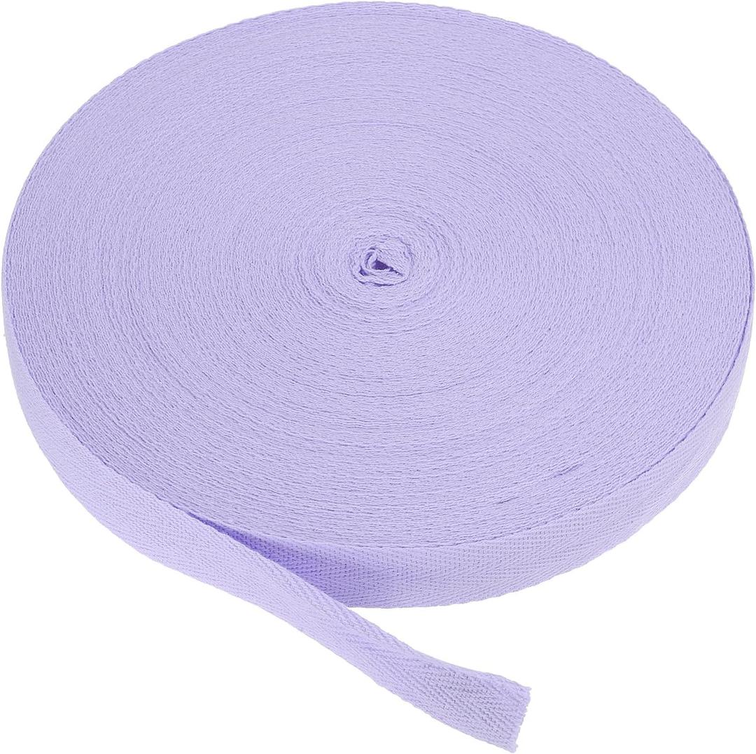 PATIKIL Cotton Twill Tape 1 Inch 50 Yards Cotton Ribbon Bias Binding Tape Herringbone Webbing Trim for Sewing Gift Wrapping Craft DIY Light Purple
