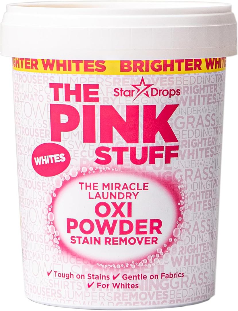 Stardrops - The Pink Stuff - The Miracle Laundry Oxi Powder Stain Remover Specifically Formulated for Whites, 1 kg (33.81 Ounce (Pack of 1))