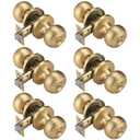 NCSEN 6 Pack Gold Door Knobs for Privacy, Brass Door Knob Interior for Bath & Bedroom with Turn Lock