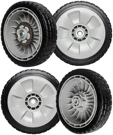 (4 Pack) Lawn Mower Wheels Kit Compatible with Honda HRR216 HRS216 HRT216 Walk Behind Lawn Mower - 2 Rear Wheels Replaces 42710-VE2-M02ZE + 2 Front Wheels Replace for 44710-VL0-L02ZB