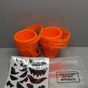 Tioncy 12 Pcs Halloween Trick or Treat Pumpkin Buckets Bulk Plastic Halloween Candy Felt Popcorn Pails Bag Face Decal Clear Orange Ribbon for Party Favors DIY Small (6 x 5 Inch)