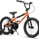 12 14 16 18 Inch Kids Bike BMX Style Bicycle with Training Wheels Coaster Brake for 2-10 Years Old Toddlers Boys Girls Multiple Colors (Orange)