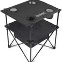 SUNNYFEEL Folding Camping Table with Cooler Bag & 4 Cup Holders, Collapsible Portable Beach Table with Carry Bag, Tailgate Picnic Table for Outdoor Camping Hiking Fishing BBQ Parties, Black