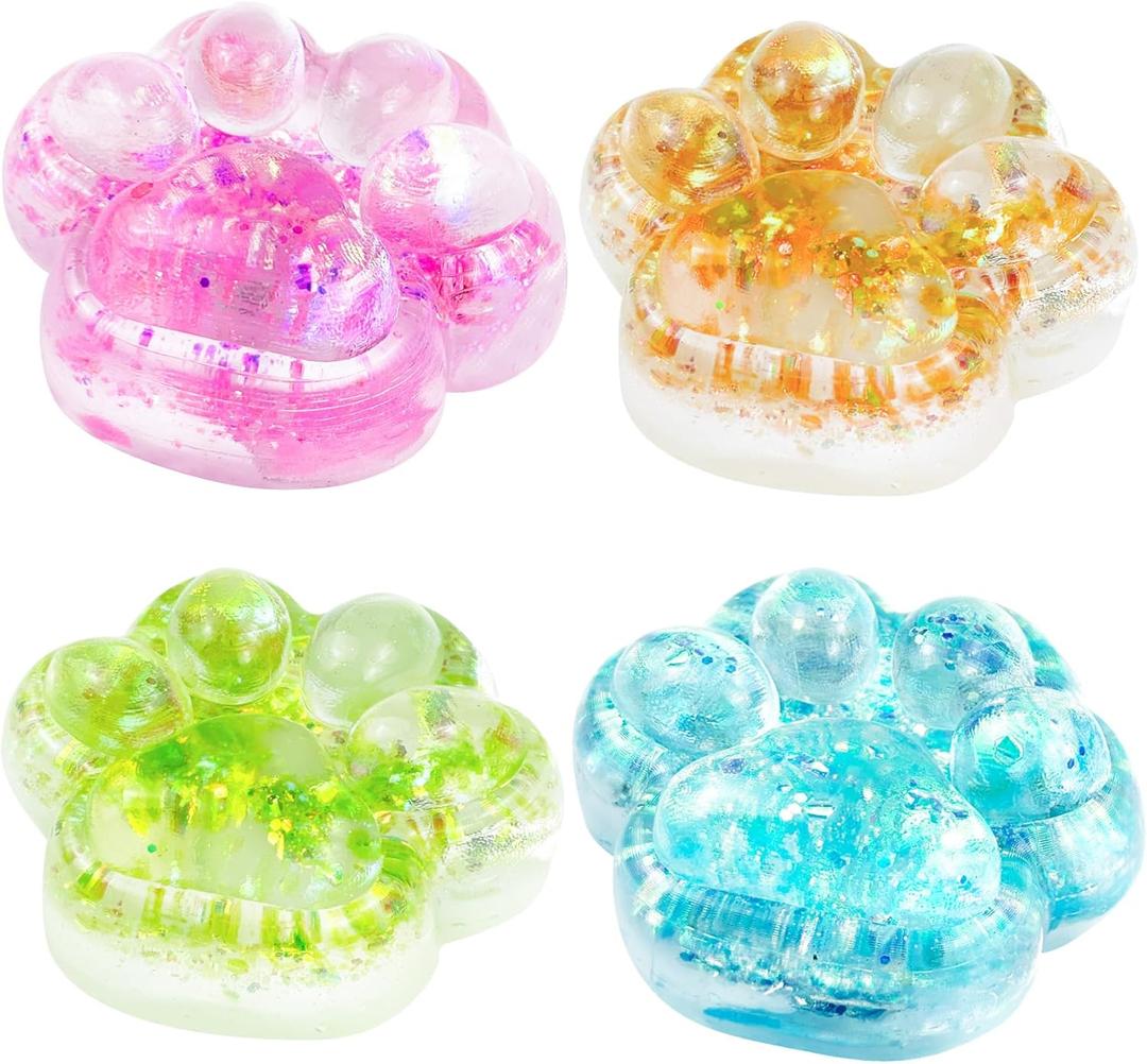 4pcs Taba Squishy Paw,Cat Paw Squishy Toys Cute Kawaii Squishies Sensory Toys Soft Fidget Toys for Stress Relief Party Favors Soft Fidget Toys for Easter Gifts