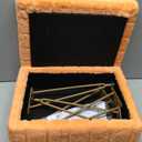 Greenstell Vanity Stool Chair Faux Fur with Storage, 15.7"L x 11.8"W x 19.4"H Soft Ottoman 4 Metal Legs with Anti-Slip Feet, Furry Padded Seat, Modern Multifunctional Chairs for Makeup, Bedroom,Orange