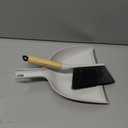 MR.SIGA Dustpan and Brush Set, Portable Cleaning Brush and Dustpan Combo with Bamboo Handle, White, 1 Set
