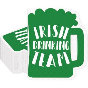 3 x 40-Count Green Mug Style Cocktail Napkins | Disposable Paper, St. Patrick's Day Decor, St. Patrick's Day & Easter Party Essentials