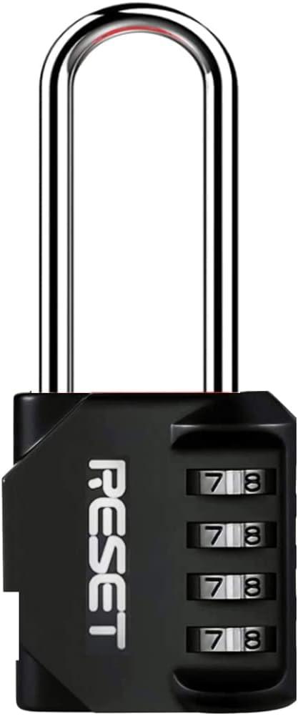 3 x RESET-060 4 Digit Combination Padlock with 2.4 inch Long Shackle Combination Lock,Outdoor Waterproof Padlock,Indoor Padlock for School Locker, Gym Locker, Shed, Fence, Gate, Toolbox, Black