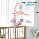 FEISIKE Crib Mobile for Girls Baby Mobiles with 3 Modes Digital Music BoxTurn Only, Music Only, Turn & Music, 35 Lullabies, Pink Elephant Nursery Mobile, Clamp Type, Pretty Box Packaging
