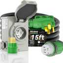 50 Amp Generator Cord 15FT and Power Inlet Box, Pre-Drilled 50 Amp Generator Inlet Box with Cord, NEMA 14-50P to SS2-50R Generator Cord Waterproof Combo Kit, ETL Listed