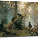 msspart Black Bears in Forest Large Painting Canvas Wall Art Decor, Ivan Shishkin Artwork Pictures Print for Living Room Bedroom Office Decoration 32"x48"