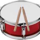 12 Inch Snare Drum Head with Drumsticks Shoulder Strap Drum Key for Student Band (Red)