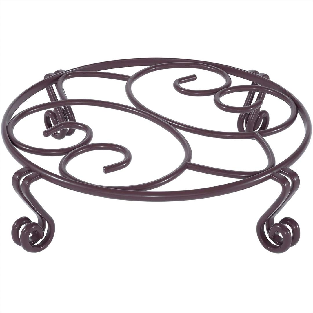 Yimobra Original Patented Plant Stand for Flower Pot Heavy Duty Potted Holder Indoor Outdoor, Metal Rustproof Iron Garden Container Round Supports Rack for Planter Bronze, Brown 9.4 Inches