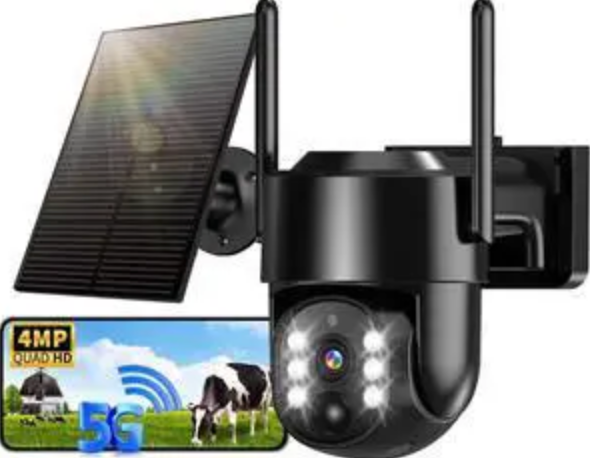 Gianteye 2K Security Cameras Wireless Outdoor, 5G WiFi Cameras for Home Security, 360° PTZ Solar/Battery Powered Outside Cam, 2 Way Talk, Color Night Vision, AI Human Detection for Porch/Garage/Yard