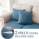 LA MEACK Couch Cushion Covers for Sectional Sofa L Shape Washable Separate Seat Chaise Couch Cover Stretch Sofa Slipcovers with 2 Pcs Pillowcases(2 Seater + 1 Chaise, Blue)