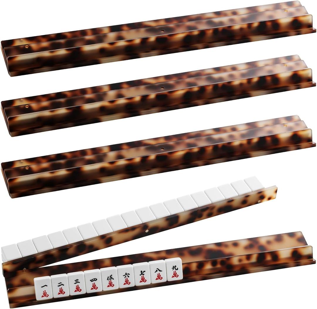 Acrylic Mahjong Racks with Pushers（Tortoise Shell,20）