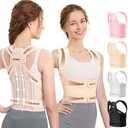 Fit Geno Back Brace Posture Corrector for Men & Women: Shoulder Straightener Adjustable Full Back Support Pain Relief - Scoliosis Hunchback Spine Corrector (Large/X-Large), Beige