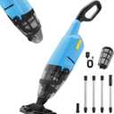 Pool Vacuum Above Ground Pool  60min Runtime & 4-Section Aluminum Pole, Powerful Suction, Lightweight Cordless Handheld Rechargeable Pool Cleaner with 120m Fine Filter (Blue)