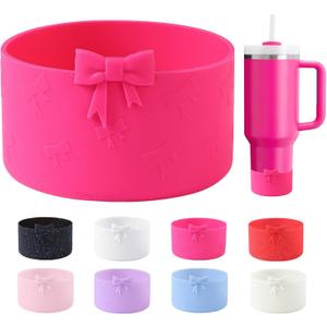 3 x Bow Silicone Boot for StanleyTumbler 20-40oz& Owala Water Bottle 24oz& IceFlow 20oz 30oz& Hydroflask Water Bottle 12-24oz Anti-Slip Sleeve for Stanley Cup Accessories (Rose02)