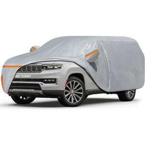 Car Cover for 2022-2025 Jeep Wagoneer L/Grand Wagoneer L, Waterproof Custom-fit All Weather Sun Rain UV Dust Snow Protection Outdoor Wagoneer L Full Car Cover with Door Zipper and Cotton Lining-Grey