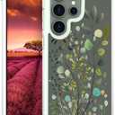Topgraph Compatible with Samsung Galaxy S24 Ultra Case Designer Cute Clear for Women,Cool Transparent Silicone Phone Cases Cover - Green Eucalyptus Leaves