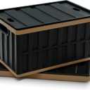 Citylife 64L Collapsible Storage Bins with Lids Plastic Storage Containers for Organizing Stackable Storage Box Large Heavy Duty Utility Crates, 2 Packs (64L/67.6QT)