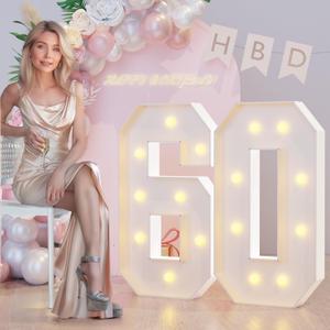 3FT Marquee Light Up Numbers 60th Birthday Decorations for Women Men, Large Marquee Numbers 60 Sixty Years Olds Party Decor, Big Mosaic Numbers Anniversary Decorations