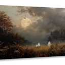 Anpeer Large Cute Halloween Ghost Canvas Wall Art, Full Moon, 20x40 Inch