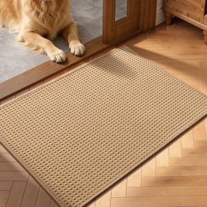 YIHOUSE Indoor Door Mat 20" x 32", Non-Slip Washable Entryway Mat, Dirt Trapper Absorbent Entrance Mat, Low Profile Floor Mat for Front/Back Door, Entryway, Khaki ﻿