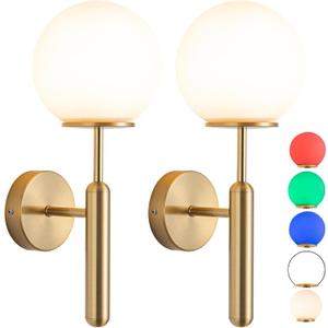Wall Sconce Battery Operated Wall Lights Set of 2with Dimmable Battery Powered Bulb Non Hardwired Easy to Installfor Bedroom Farmhouse Bedside Reading Light (Color : Gold)