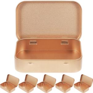 DOITOOL Small Tinplate Storage Box with Hinged Flip-Top Lid 3.74X2.36X0.78 Inches Compact Metal Container for Candy Jewelry Snacks and Small Items