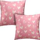 Cute Love Heart Pillows Cases Valentines Day Pink Pillow Covers 18x18 Inch Simple Valentines Day Decor for Indoors Couch Bed Living Room in 2 Pcs