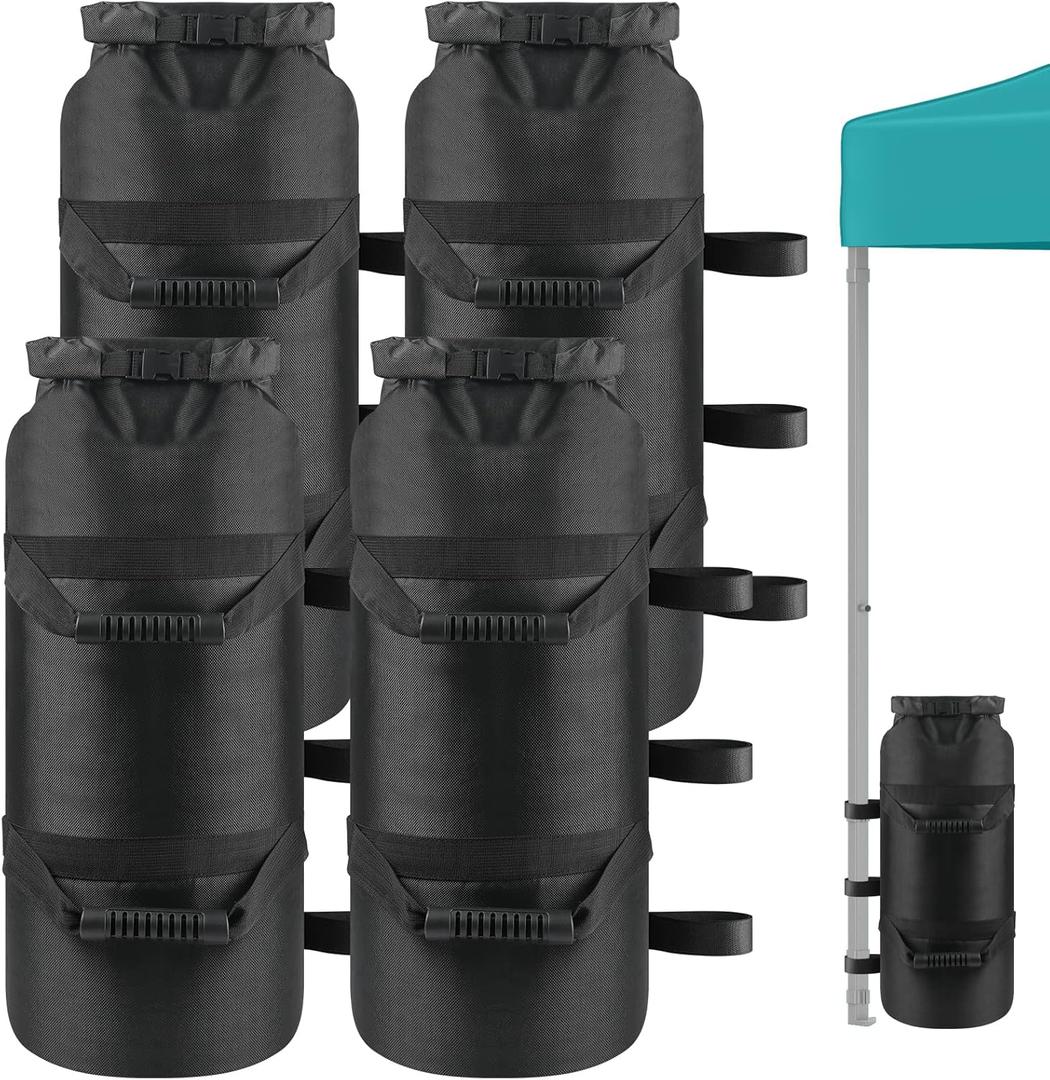 300LBS Canopy Weight Sand Bags Set of 4, Extra Large Heavy Duty SandBags for Canopy Tent Legs, Pop up Tent Gazebos Weights for Outdoor Umbrellas, Pergolas, Sunshades Patio Furniture, Black(No Sand)