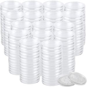 PINGEUI 300 Piece 40 mm Clear Coin Holder Capsules, Round Plastic Clear Coin Storage Container, Coin Holder Case for Coin Collection Supplies
