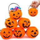 3 Otters Mini Halloween Pumpkin Buckets, 3 Styles Small Pumpkin Candy Buckets with Handle Children Trick or Treat Bags, 12PCS